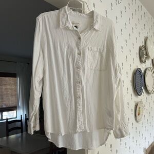 Universal thread white linen button down shirt